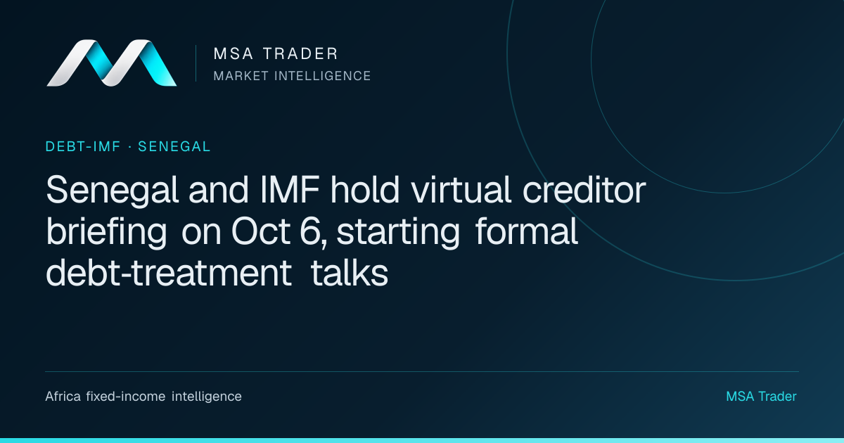 Senegal and IMF hold virtual creditor briefing on Oct 6, starting ...